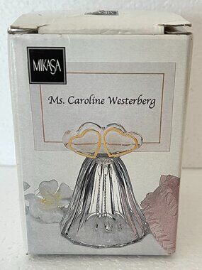 Mikasa Heart to Heart Placecard Glass Bell Anniversary Wedding Guest Gift
